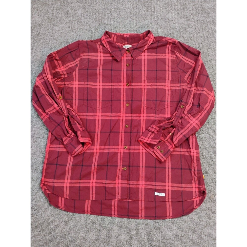Carhartt Mens XXL Red Plaid Button Up Shirt Long Sleeve Workwear